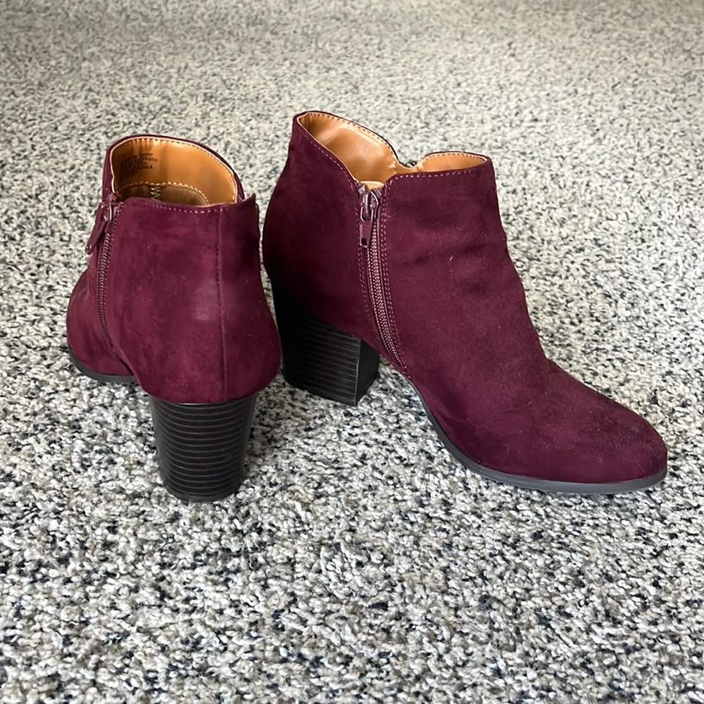 Lightly used burgundy 2 inch heel booties. Super comfy!